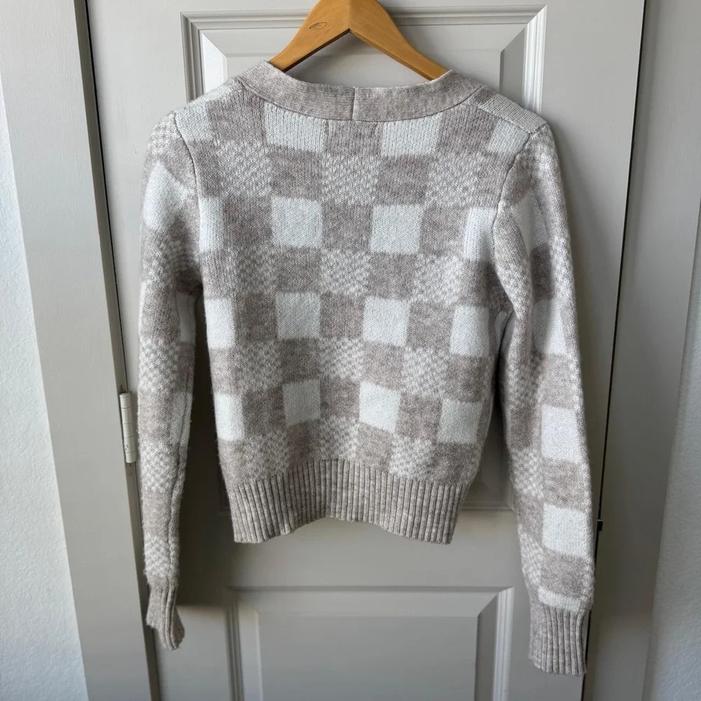 Sincerely Jules Cropped Cardigan Button Front Checkered Sweater - Picture 2 of 2